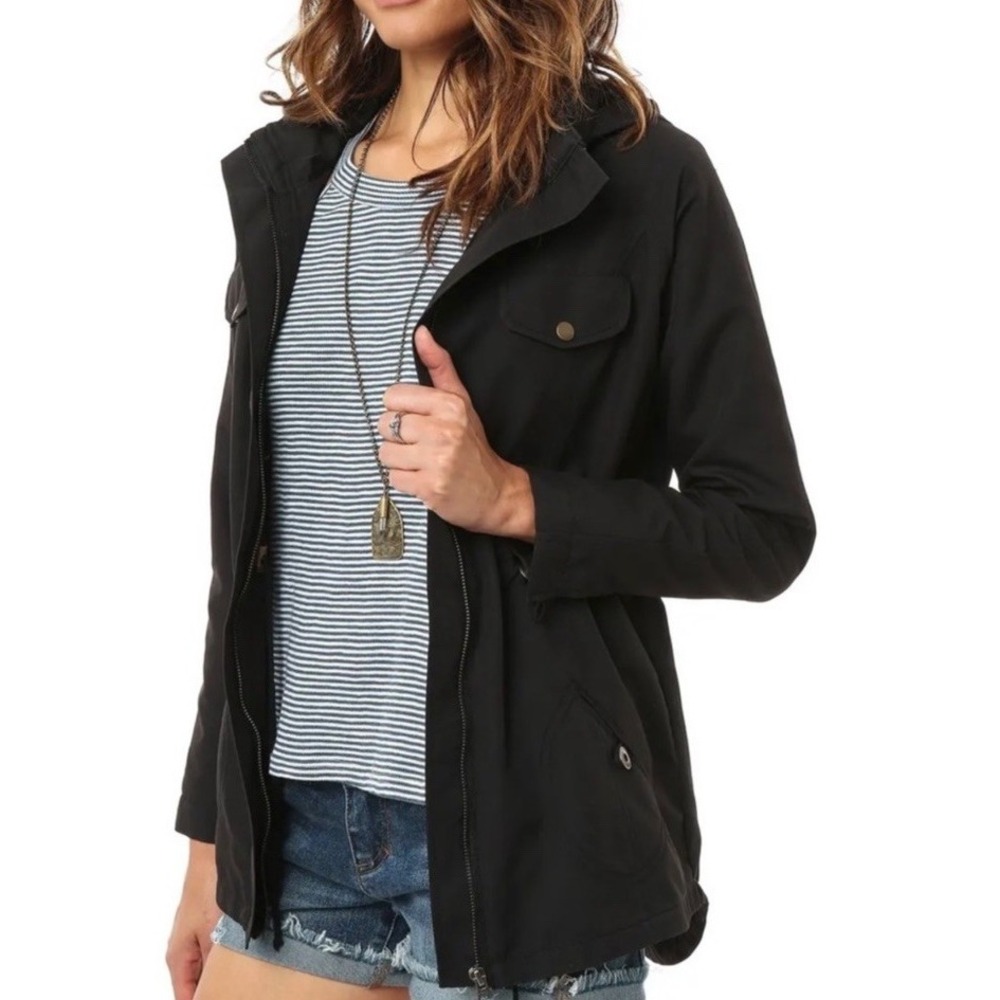 Oneill Wendy Hooded Jacket Women's‎ XS Black Windbreaker
